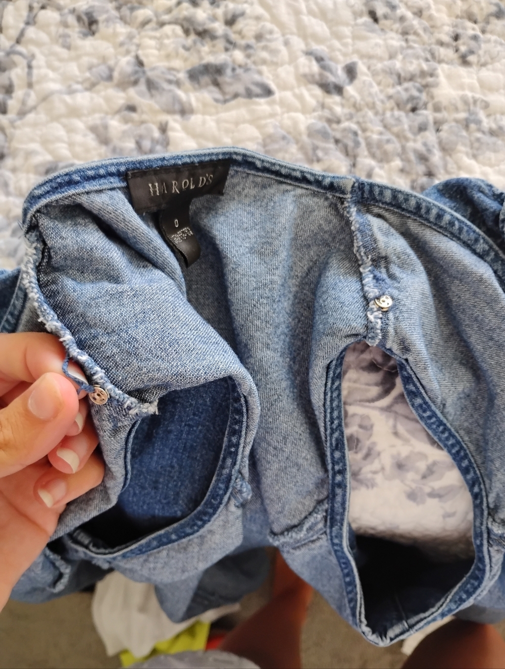 Harold's Denim Ruffle Button-Front Tank - Picture 4 of 4